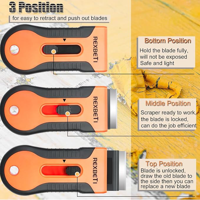 REXBETI Razor Blade Scraper Tool, 4 Pack Razor Scraper Set - Image 4