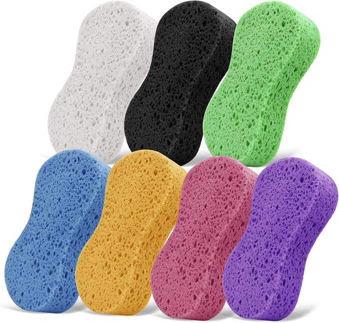 7-Pack Large Natural Cellulose Sponges 7.68" x3.74 x1.38-Super Absorbent and by Mainlyrunmakeupsuppliers