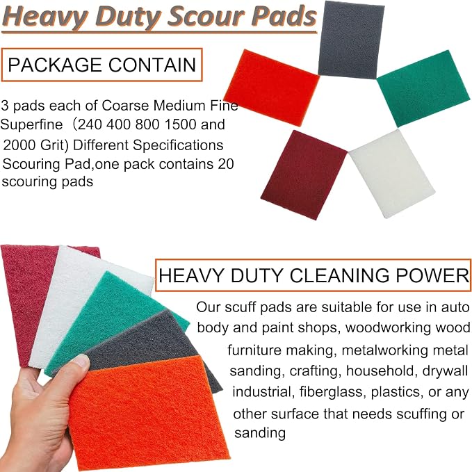 15 Pack 6 x 9 Inch Hand Pads Coarse Medium Fine Superfine 5 Different - Image 4