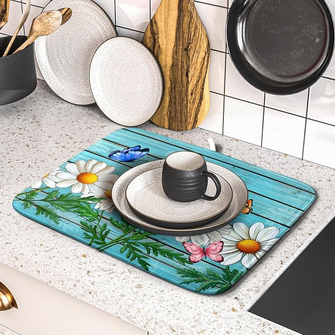 Spring Daisy Floral Dish Drying Mat - Image 5