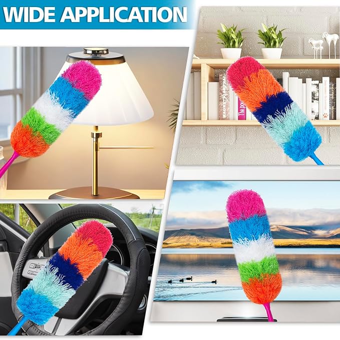 2 Pack 22-Inch Rainbow Reusable Microfiber Dusters, Bendable and Washable - Image 4