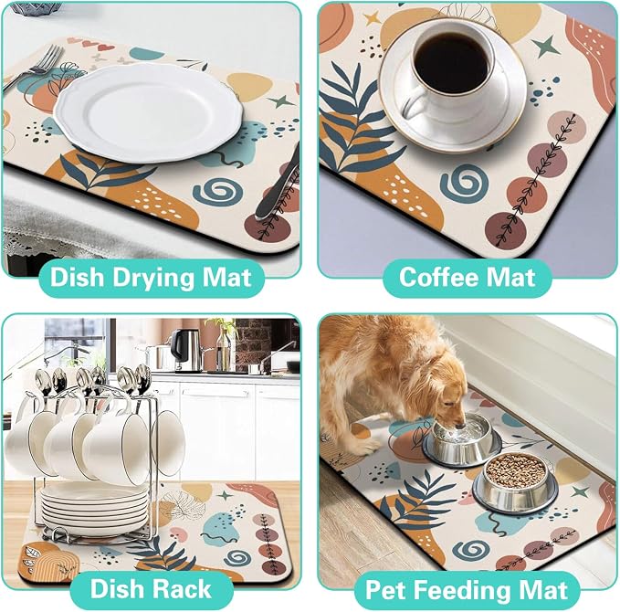 Dish Drying Mat for Kitchen Counter Matt, Super Absorbent Non-slip Rubber Backed - Image 6