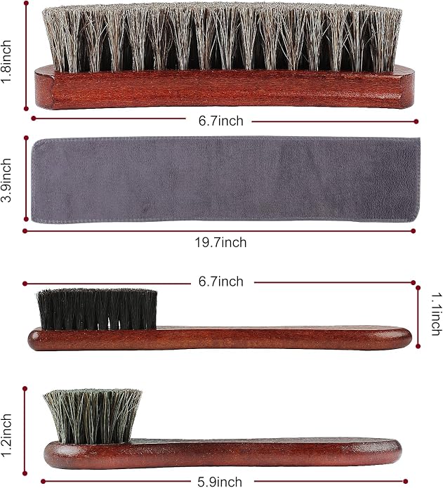 4-Piece Horsehair Shoe Brush Shine Kit - Image 2