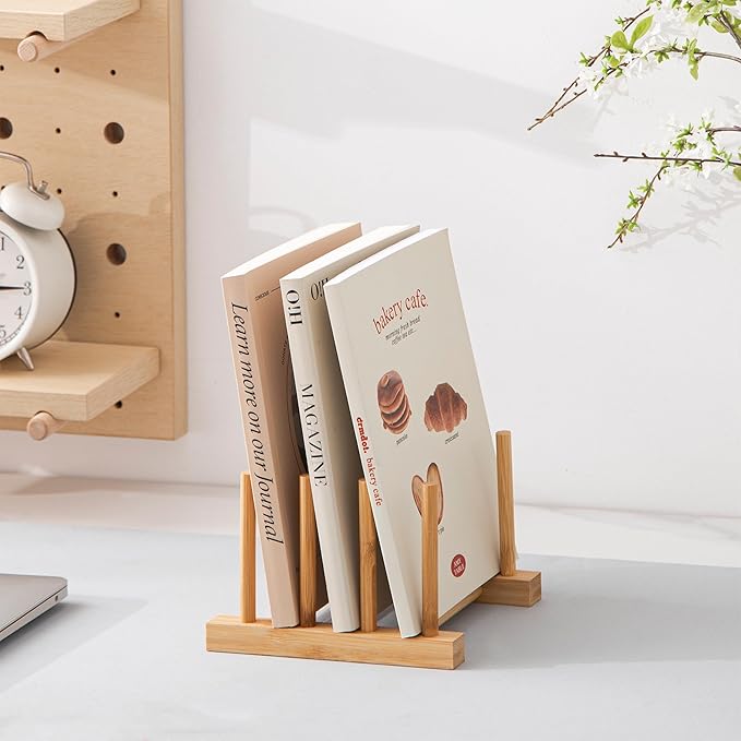 HBlife 2pcs Bamboo Dish Plate Bowl Cup Book Pot Lid Cutting Board Drying Rack - Image 5