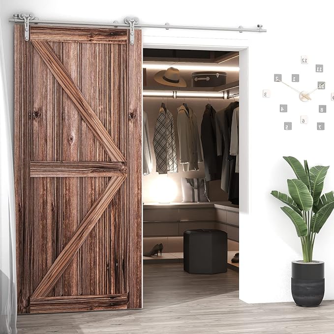 TSMST 12FT Sliding Barn Door Hardware Kit, Stainless Steel Heavy Duty Sturdy - Image 2