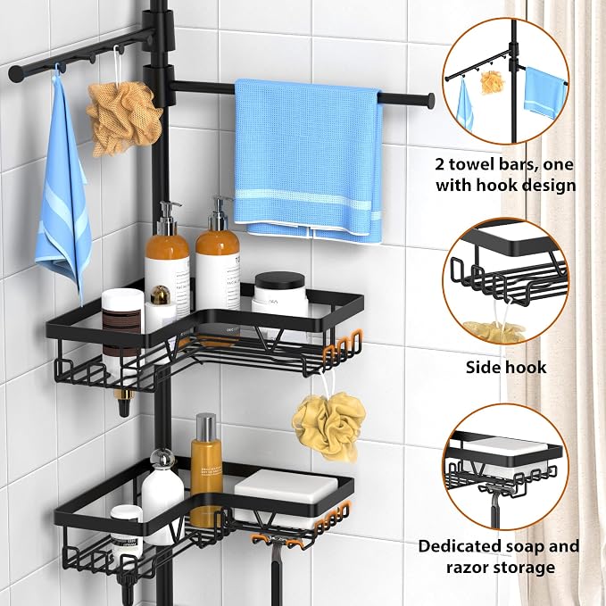 KEGII Black Shower Caddy Tension Pole - Image 2