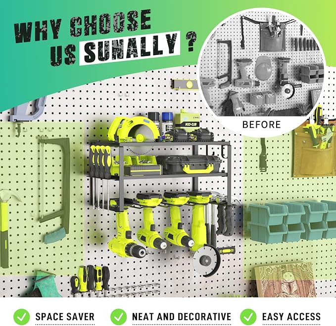 Power Tool Organizer, Heavy Duty Iron, 3 Layers Storage Rack - Image 3