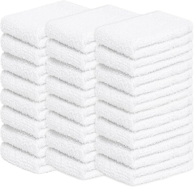 Looperry White Terry Cloth Rags 13"x13" Inches Commercial Grade Dish Cloth by Looperry