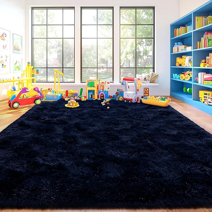 Area Rugs for Living Room, Soft Shaggy Carpets for Living Room, Fuzzy Rugs for Kids' Room, Perfect Decor for Modern Home Navy Blue 6x9 Feet