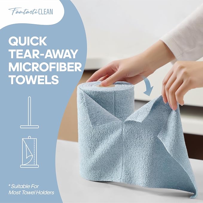 Fantasticlean Microfiber Cleaning Cloth Roll -60 Pack, Tear Away Paperless - Image 2