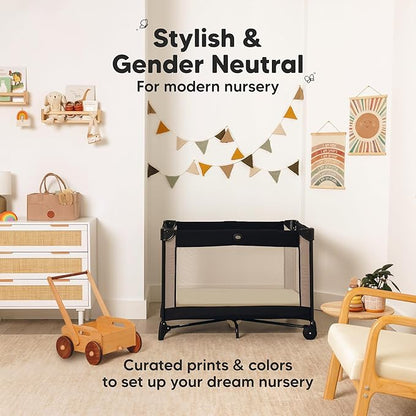 Pack and Play Sheets Fitted - 2-Pack Mini Crib Sheets for Pack N Play Mattress 38x26, Soft & Cozy, Neutral Toddler Playard Bedding, Snug Fitted Mini Baby Crib Mattress Cover Boy, Girl (Hedges)