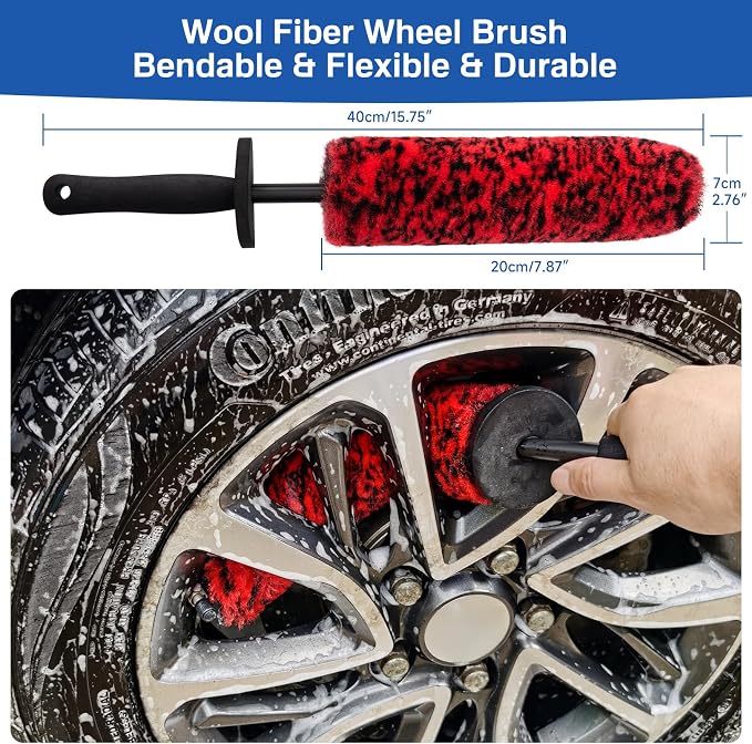 4 Pack Car Wheel and Tire Cleaner Brushes Kit Auto Motorcycle Rim Hub Ultra - Image 7