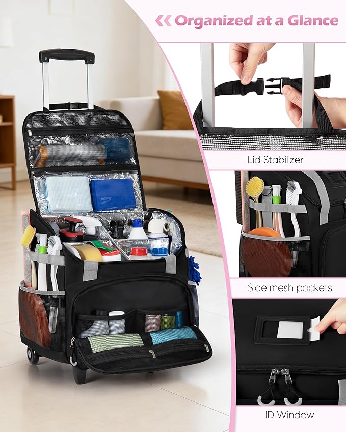 Large Rolling Cleaning Caddy Bag - Image 2