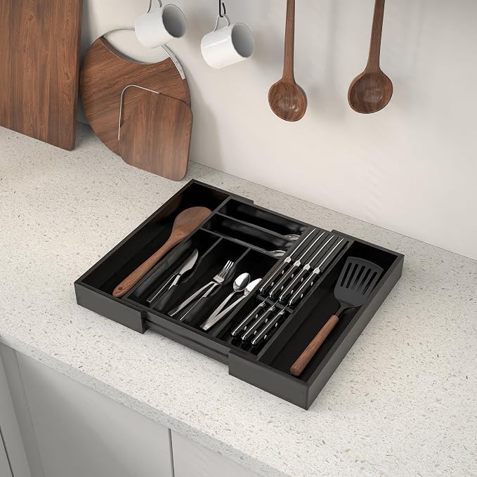 Bamboo Kitchen Drawer Organizer, Expandable Utensil Organizer - Image 7