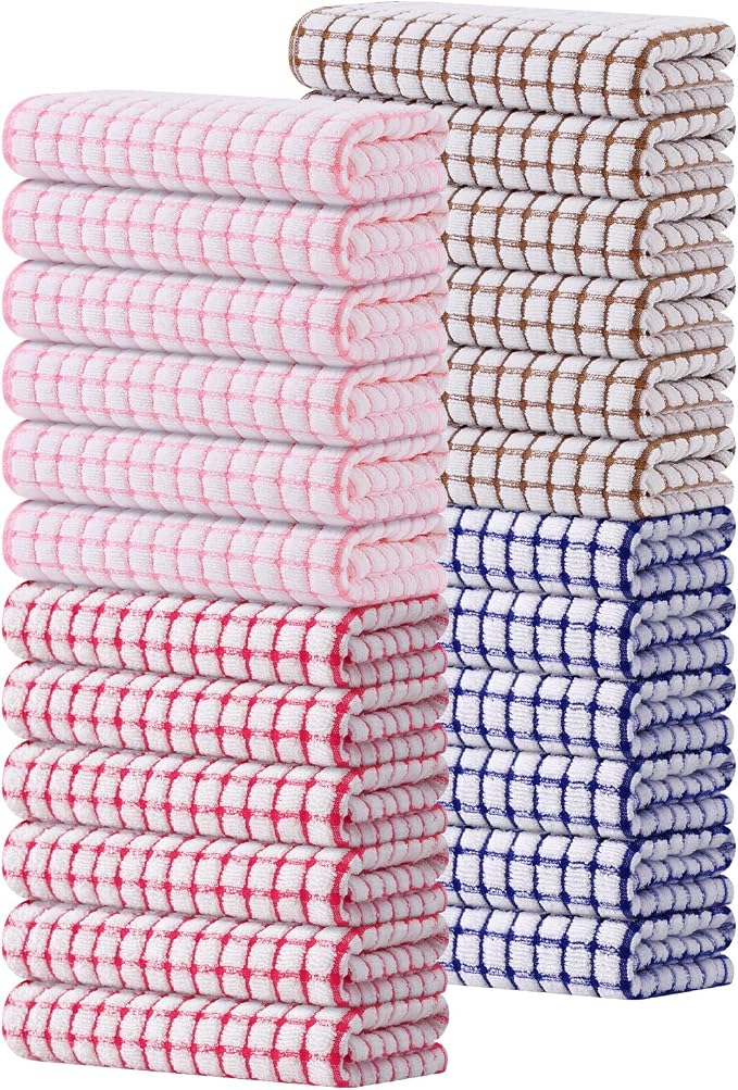Kitinjoy Cotton 24 Pack Terry Kitchen Towels, 16 x 25 Inches Super Soft and by Kitinjoy