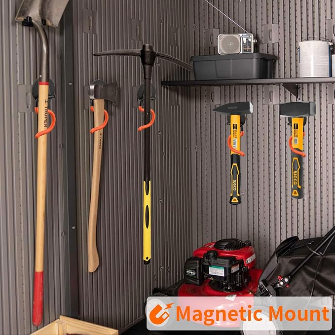 MUTUACTOR Magnetic Broom Holder, Non-Slip Garage Storage Hooks Heavy Duty - Image 4