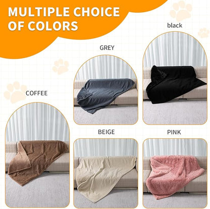 Waterproof Dog Blanket Black Calming Dogs Fluffy Long Faux Fur Pet Throw Blankets for Couch Protector Love Puppy Cat Bed Cover Washable(Black,XL-85x57in)