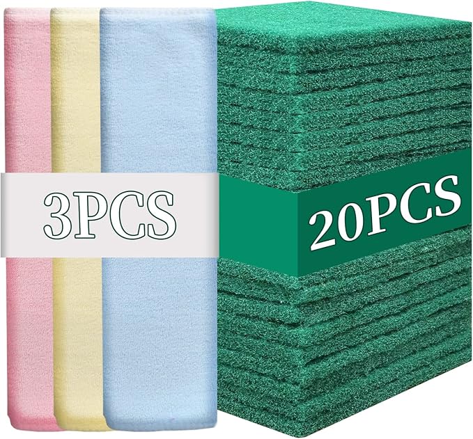 Heavy Duty Scour Pads Sponge Dish Scrubber Non-Scratch Green Reusable Household by GUEICN