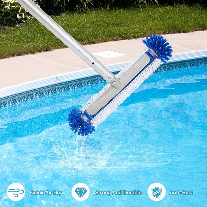Professional Swimming Pool Brush Head, 17.5'' Aluminum Heavy Duty Pool Brushes - Image 6