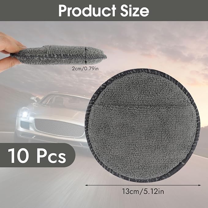 10 Pack Wax Applicator Pads, Microfiber Applicator Pad - Image 2
