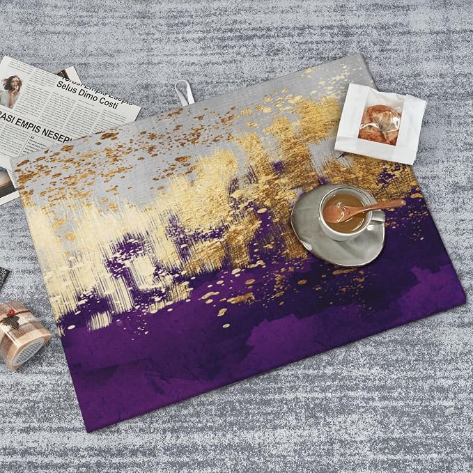 Purple Gold Abstract Art Dish Drying Mat - Image 3