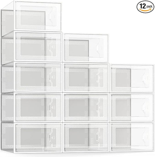 SEE SPRING 12 Pack Shoe Storage Box, Space Saving Foldable Shoe Rack Sneaker by SEESPRING