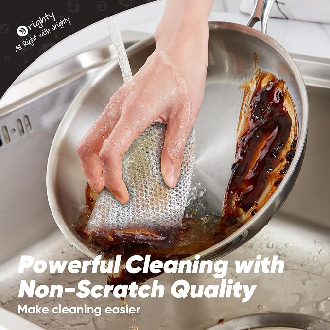 Orighty Multipurpose Wire Dishwashing Rag, Reusable Steel Scrubber Dish Rags - Image 4