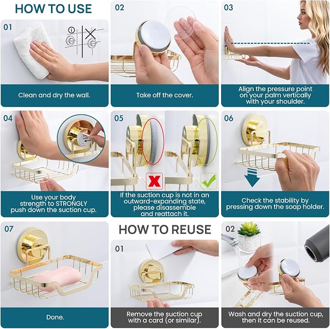 TAILI Soap Holder Bar Dish Suction Cup, Bar Shampoo Rack - Image 5