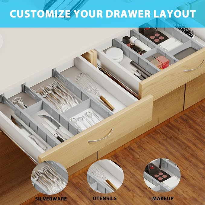 6 Pack Bamboo Drawer Dividers - Image 5