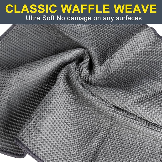 ITTAHO Waffle Weave Microfiber Towel, Reusable Absorbent Cleaning Cloth - Image 3