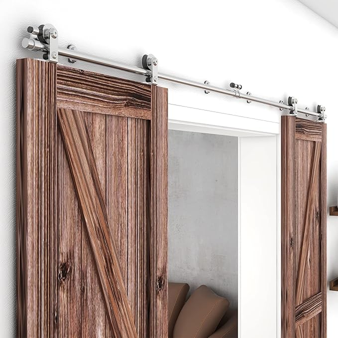 TSMST 8FT Sliding Barn Door Hardware Kit, Top Mount Stainless Steel Heavy Duty - Image 2