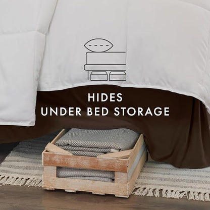 Linen Market Bed Skirt - Ultra Soft Microfiber - Easy Fit with 14 Inch Tailored Drop - Hotel Quality, Shrinkage & Fade Resistant - Bed Cover - Queen Bed Set - Bedroom Décor - (Queen, Chocolate)