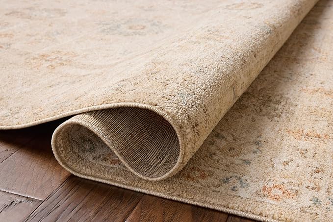 Loloi Chris Loves Julia Palma Collection PLM-11 Natural/Multi 2'-7" x 7'-6" Fringe Runner Rug Vintage Style Boho Living Room Bedroom Carpet