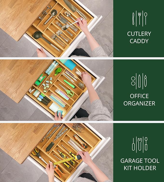 ROYAL CRAFT WOOD Luxury Bamboo Kitchen Drawer Organizer - Image 6