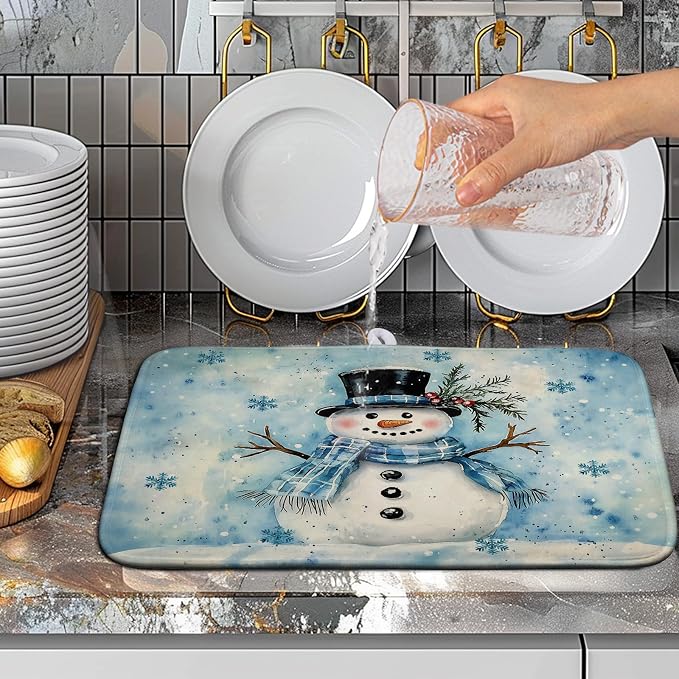 Blue Snowman Snowflake Christmas Dish Drying Rack - Image 5
