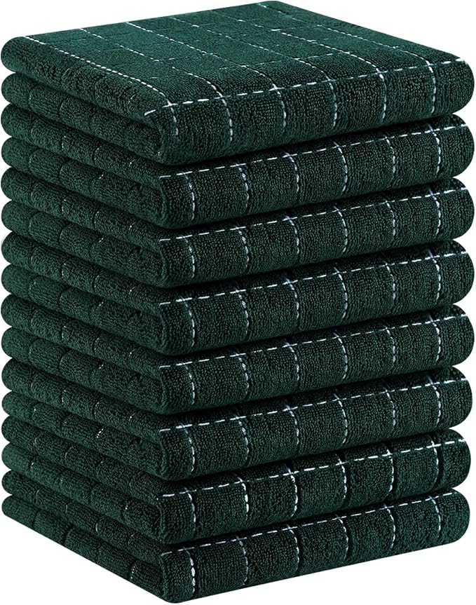 Homaxy 100% Cotton Terry Kitchen Towels, Checkered Designed, Soft and Super by Homaxy