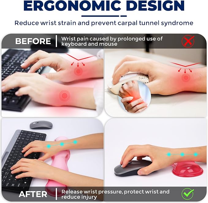 Gel Wrist Rest for Keyboard and Mouse, Wrist Rest for Keyboard, Mouse Wrist - Image 3