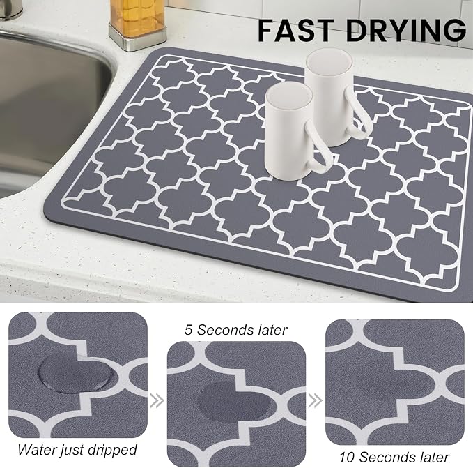 WISELIFE Dish Drying Mat Super Absorbent Drying Mat Large Dish Drying Mats - Image 3