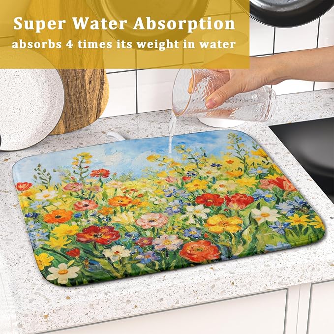 Spring Summer Floral Dish Drying Mat - Image 7