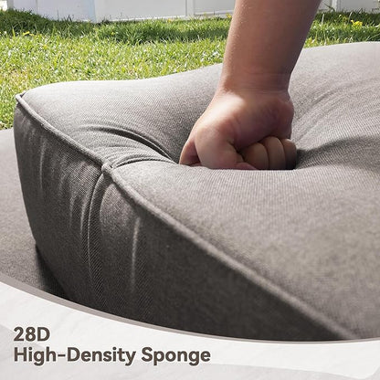 Luxury 6" Outdoor Cushions for Patio Furniture, 24x24x6" Thick Seat Cushion Set of 6, Fade Resistant Couch Chair Replacement Cushions High Density Deep Wicker Chair Cushion w/ Removable Cover Gray