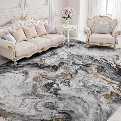 9x12 Area Rugs for Living Room, Modern Abstract Rug for Bedroom, Contemporary Machine Washable Rug, Large Stain Resistant Carpet for Dining Room Playroom Nursery Room, Pet & Kids Friendly