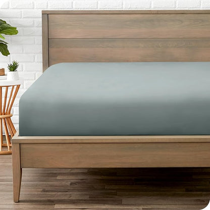 Bare Home Fitted Bottom Sheet Twin Extra Long Size - Premium 1800 Microfiber - Ultra-Soft Hotel Luxury - Deep Pocket - Durable and Long Lasting (Twin, Sea Spray)