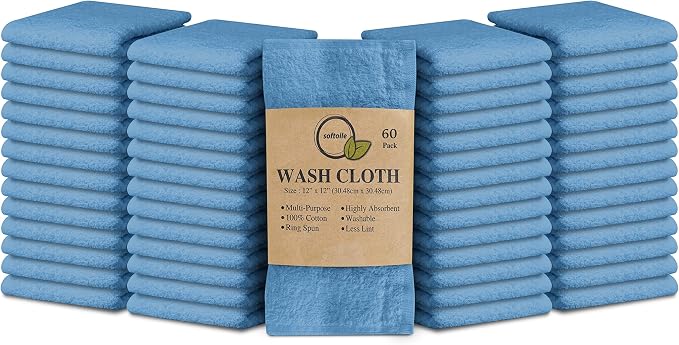 Softolle 100% Cotton Washcloths Soft, Highly Absorbent Washcloth, Face Towels by Softolle