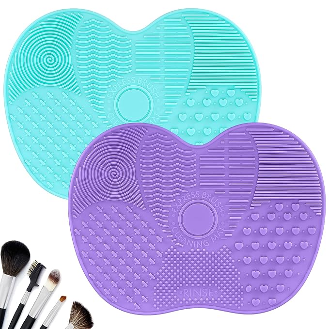 2 Pcs Silicone Make Up Brush Cleaning Mat, Makeup Brush Cleaner Mats, Cosmetic by HexinYigjly