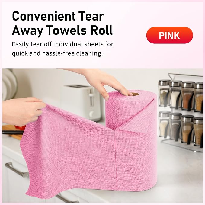 HOMERHYME Microfiber Cleaning Cloth Roll, 75 Pack Tear Away Microfiber Towel - Image 3