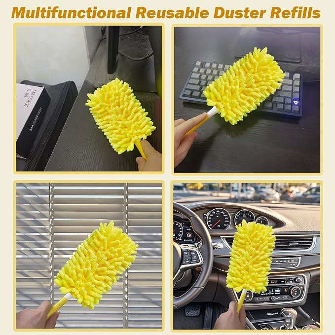 Reusable Duster for Swiffer, 2 Refills +1 Handle, 360 Heavy Duty Duster Refill - Image 5