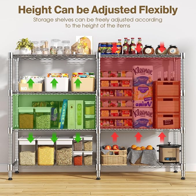 Himimi 4-Tier Heavy Duty Metal Storage Rack, 1200LBS Adjustable Wire Shelving - Image 4