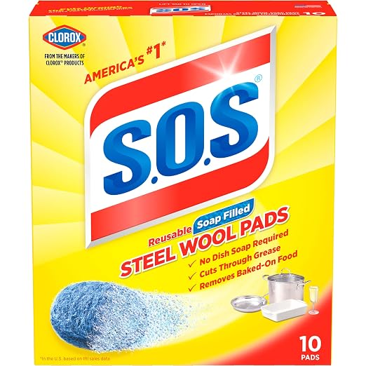 S.O.S-10002, Steel Wool Soap Pads, 10 Ct by SOS