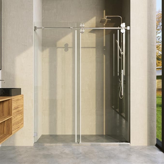 Frameless Single Shower Door, 3/8" Clear Tempered Glass, Waterproof Bathroom by CRISSENSSI
