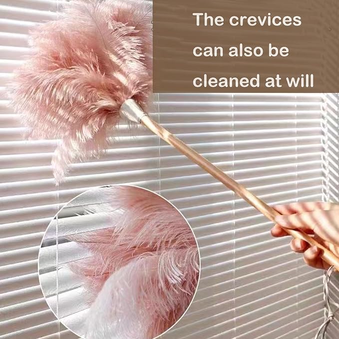 Ostrich Feather Dusters, Naturally Soft, Solid Wood Handle, 17.3'' Long - Image 2